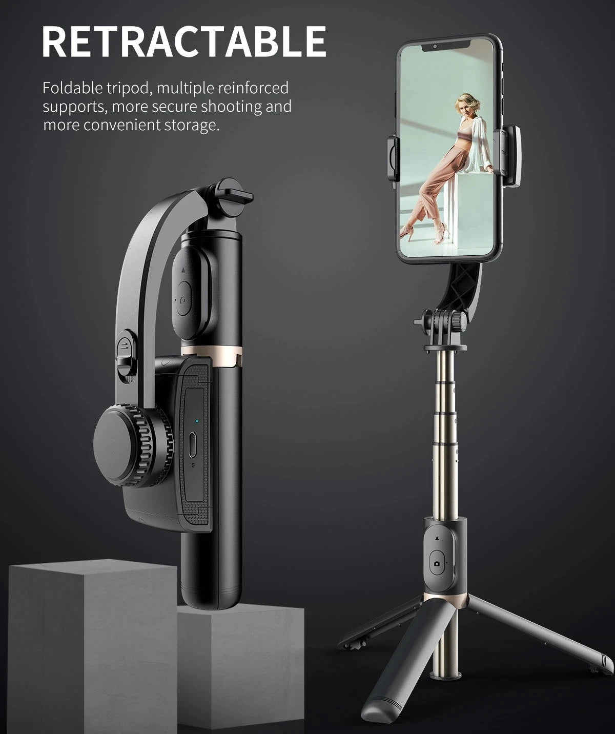 COOL DIER 2026 NEW Phone Gimbal Stabilizer Wireless Bluetooth Selfie Stick Tripod Stabilizer Holder Bracket for Smartphone Live