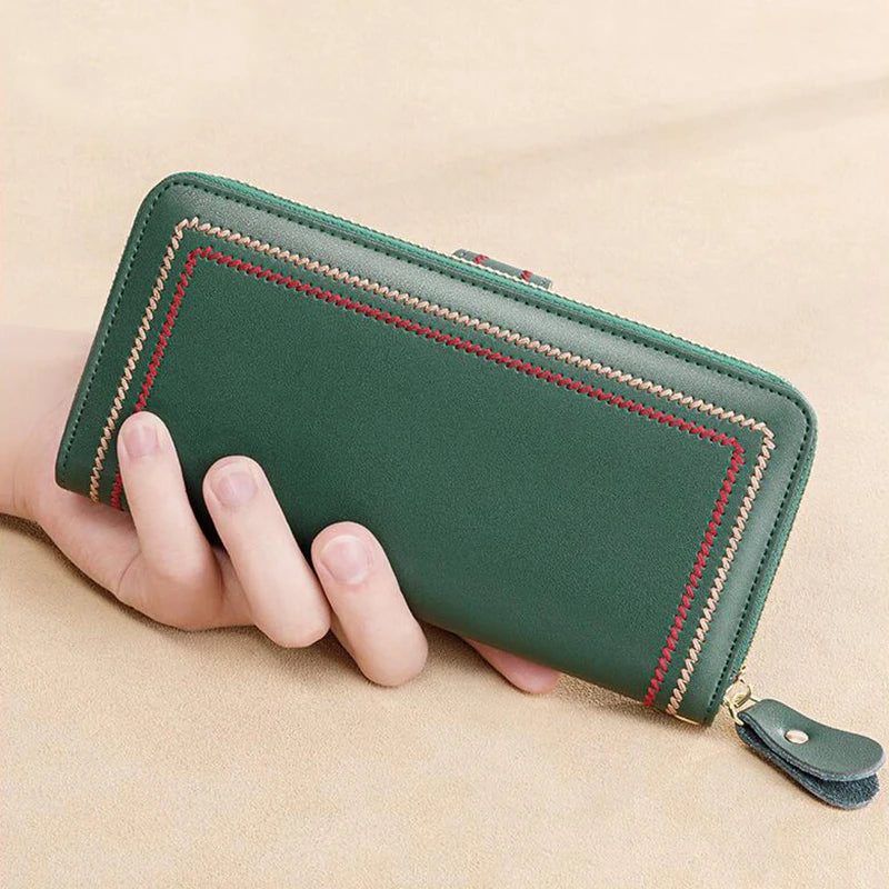 Genuine Leather Wallets Women Clutch Female Purses Long Money Bag Zipper Coin Bee Luxury Brand Wristlet Phone Hasp Card Holder