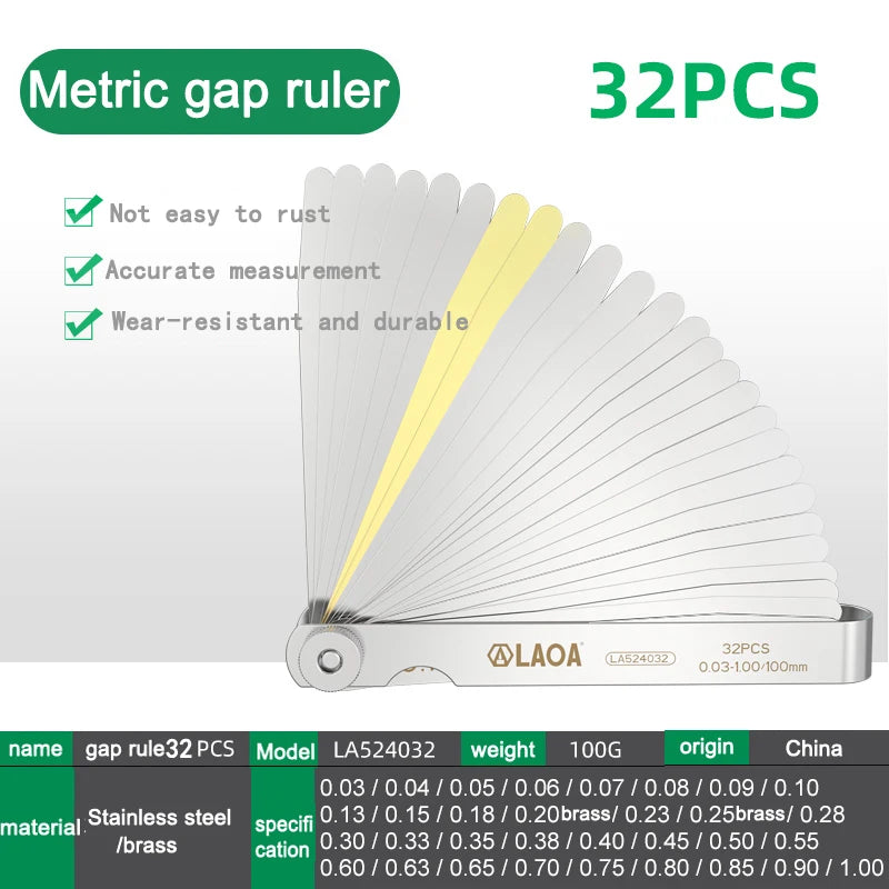 LAOA 14pcFeeler Gauge Metric Size 0.05-1mm Thickness Gauge Set Valves Foliage of Valves Spark Plug Gap For Measurement Probe Gap