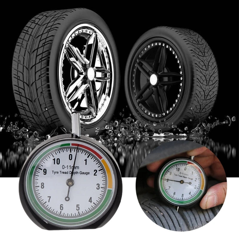Tire Tread Depth Gauge Dial Type Tire Tread Depth Gauge Professional for Motorcycle Car Truck & Bus Easy Reading Dial