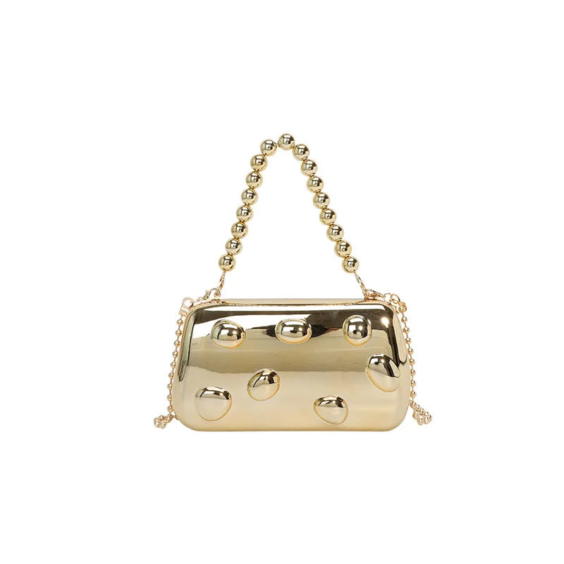 Personalized acrylic egg box bag 2026 new fashion glossy dinner bag women's beaded handbag