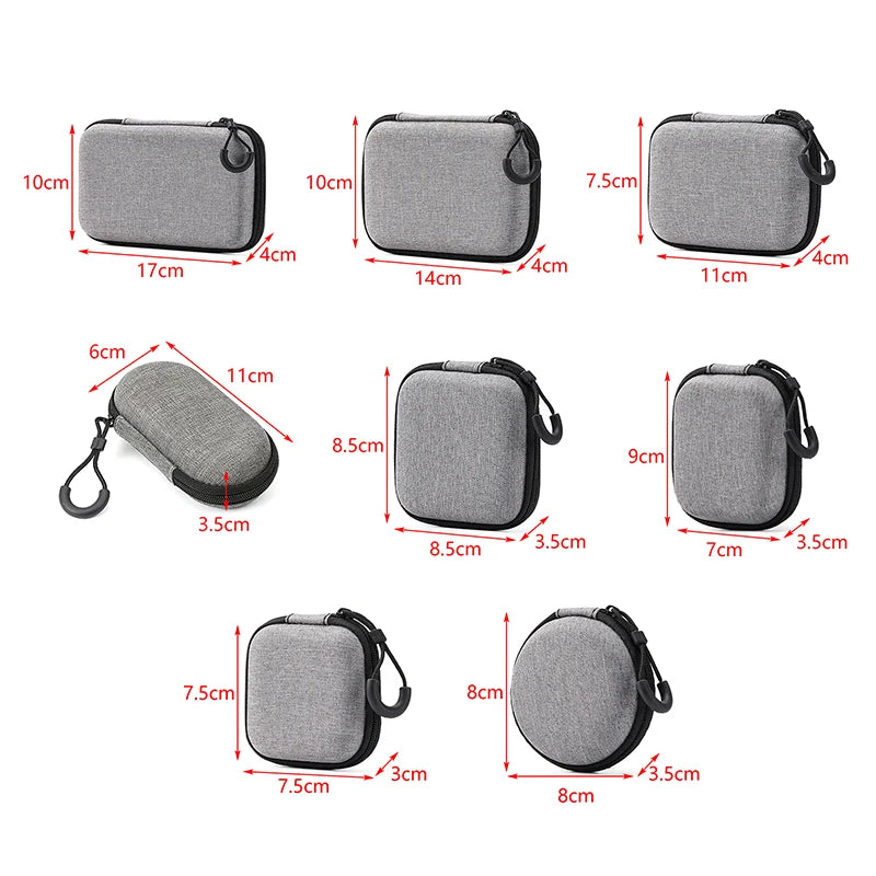 1Pc Portable Shockproof Headphone Case Earphone Bag Headset Storage Bag Hard Shell Earphone Accessories Memory Card USB Cable