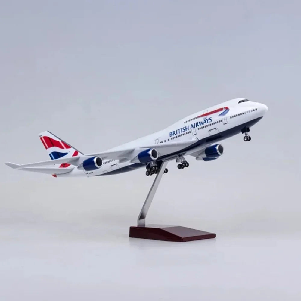 47CM model plane 747 British Airways Plastic model Resin Static miniature airplane  for Collection Or Gift Display Decorations