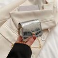 2025 Stylish Women's Mini PU Crocodile-Embossed Bag Decorative Coin Purse with Adjustable Metal Chain Strap Crossbody/Shoulder