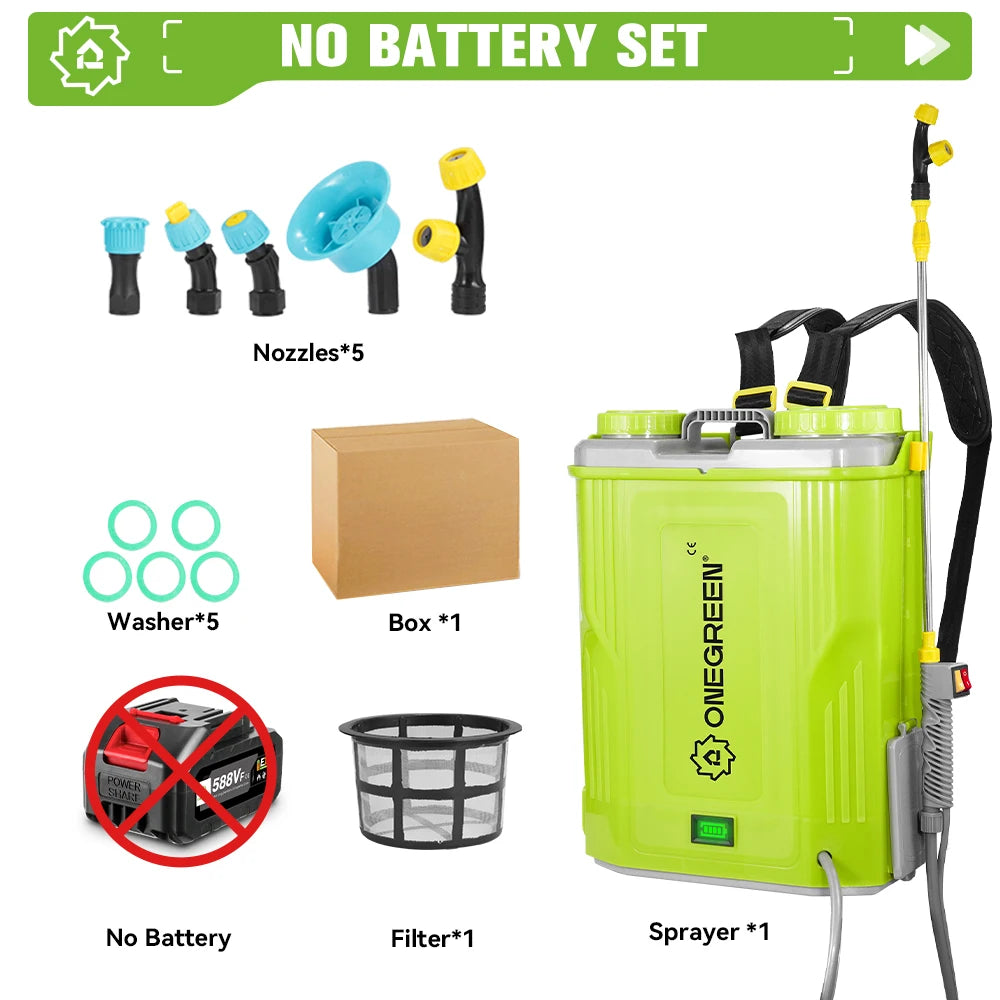 ONEGREEN 20L High Capacity Rechargeable Electric Sprayer Lawn Garden Spraying Irrigation Power Tools For Makita 18V Battery Pin