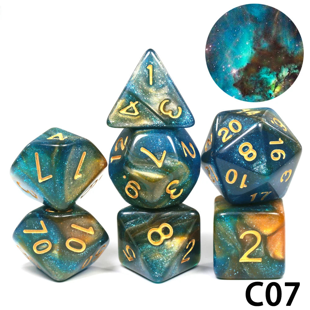 Polyhedral Dice TRPG DNDGame Games 7Pcs/Set D4 D6 D8 D10 D12 D20 Multi Sides for Board Game