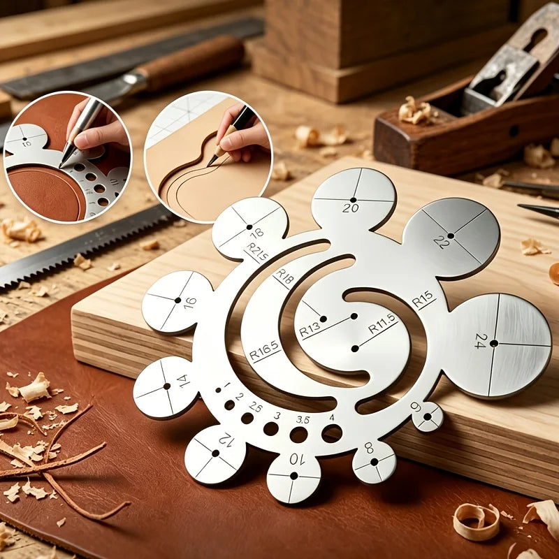 11 in 1 Stainless Steel Radius Template Ruler Multi Circular Angle Cutting Guide Center Finder Arc Measuring Gauge DIY