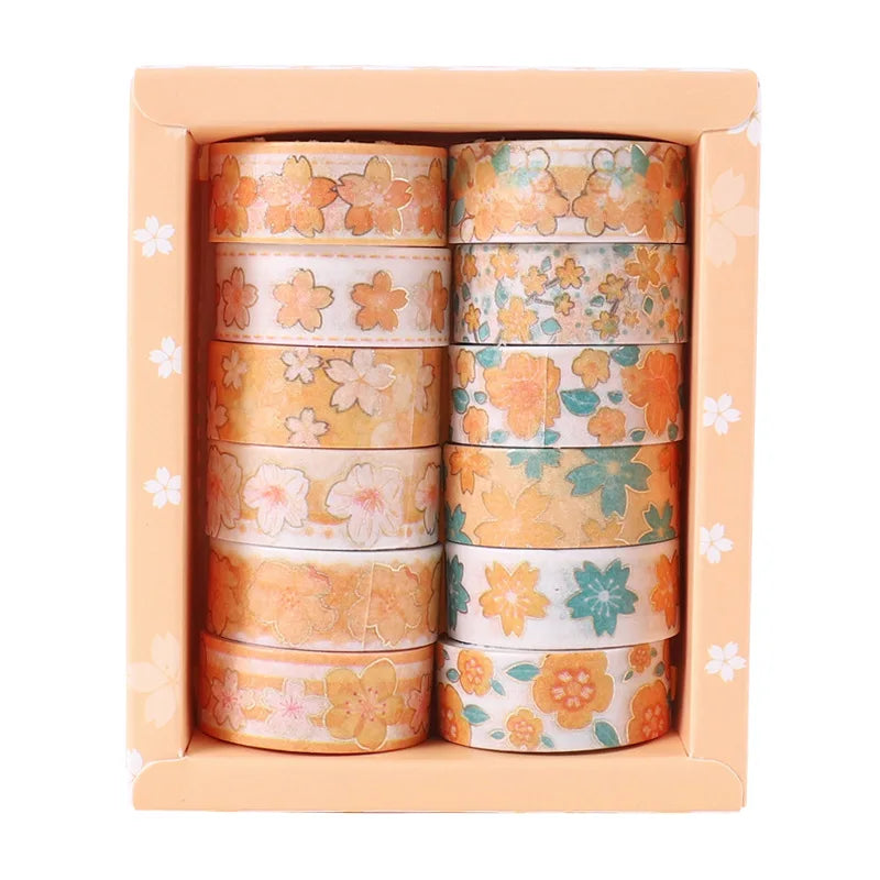 12Pcs/Set Japanese Style Washi Tapes Masking Tape Washi Stickers Scrapbooking Adhesive DIY Decorative Stationery School Supplies