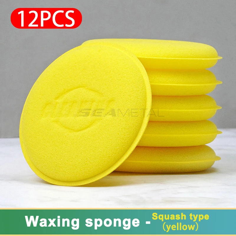 SEAMETAL 12pcs Car Foam Waxing Polish Sponge Round High Density Wax Cleaning Pads Polishing Sponges for Car Detailing Care Tools