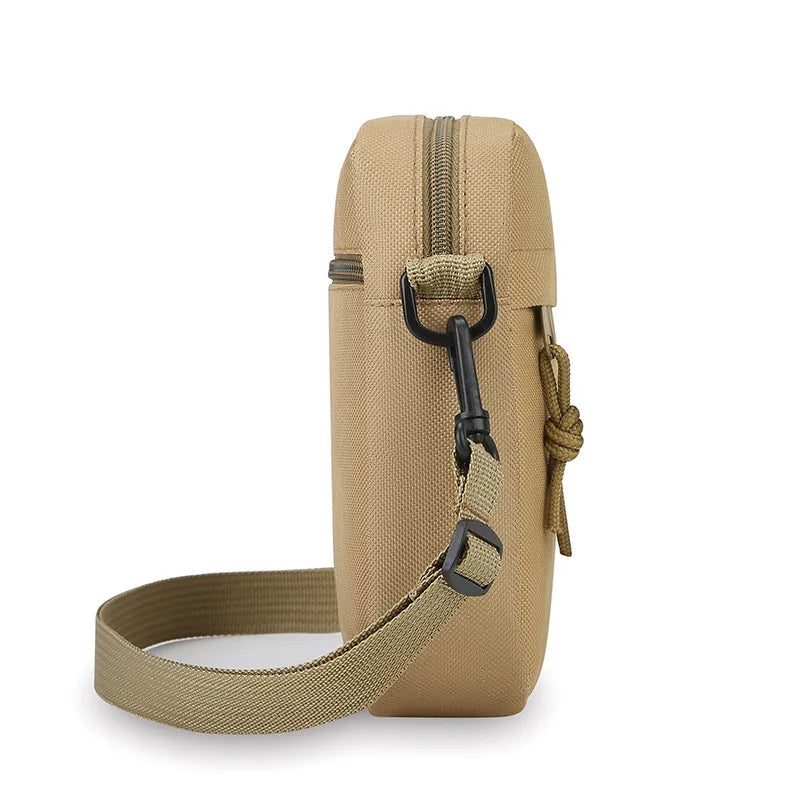 Simple solid color canvas mini square bag lightweight men crossbody casual shoulder bag