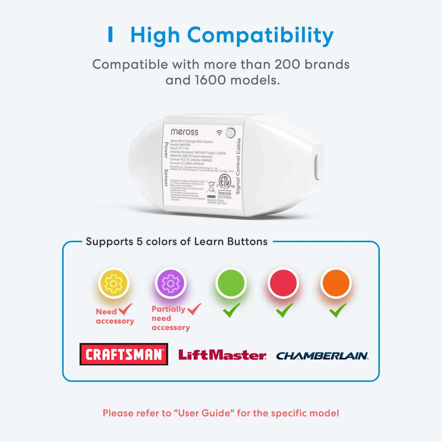 Meross HomeKit Smart WiFi Garage Door Opener, Works with Apple HomeKit, Siri, CarPlay, Alexa, Google Assistant and SmartThings