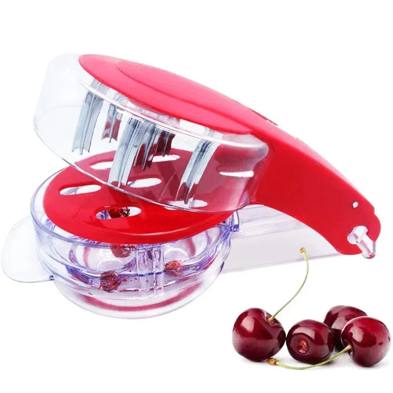 Cherry Pitter Stainless Steel Multiple Cherry Seed Extractor Remover Machine With Pits and Juice Container 6 Cherries Kitchen