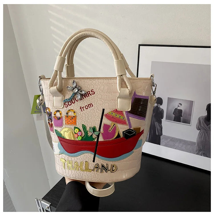 2026 New Large Capacity Commute Stylish Design Crossbody Bags Fashion Zipper Sewing Thread Sweet PU Women's Shoulder Bags