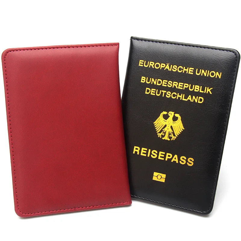 German Passport Holder Men Women PU Leather Passport Covers Portable Passport Case Id Holder Ticket Holder Travel Accessories