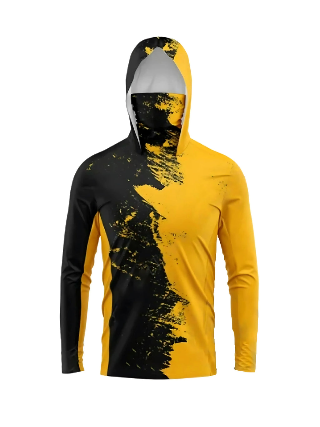 Men's long-sleeved T-shirt with sun protection hooded jacket protective mask one-piece outdoor long-sleeved cap shirt