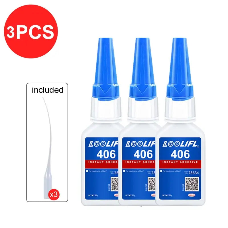 1-3pcs 406 Super Glue 20g Instant Quick-drying Cyanoacrylate Adhesive Leather Rubber Wood Metal Strong Bond Liquid Glue DIY Tool