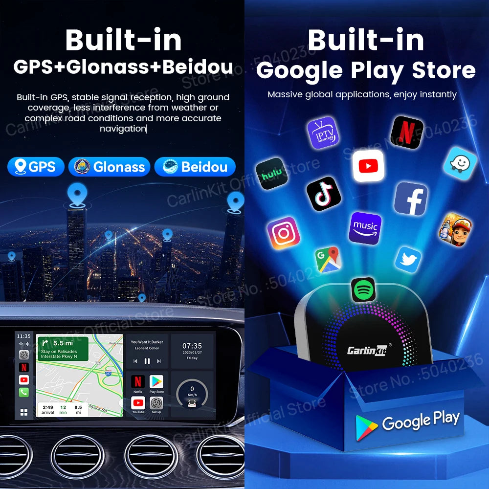 CarlinKit TV Box S2F Android 13 CarPlay Ai Box SM6225 8 Cores Wireless CarPlay Android Auto Video Streaming Box 4G LTE &WiFi GPS