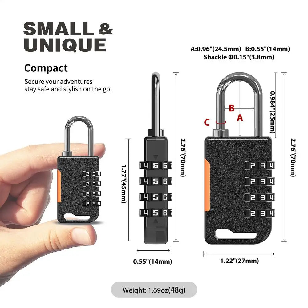 4 Digit Heavy Duty Combination Padlock Zinc Alloy Waterproof Security Lock for Luggage Suitcase Locker Gym Backpack Travel