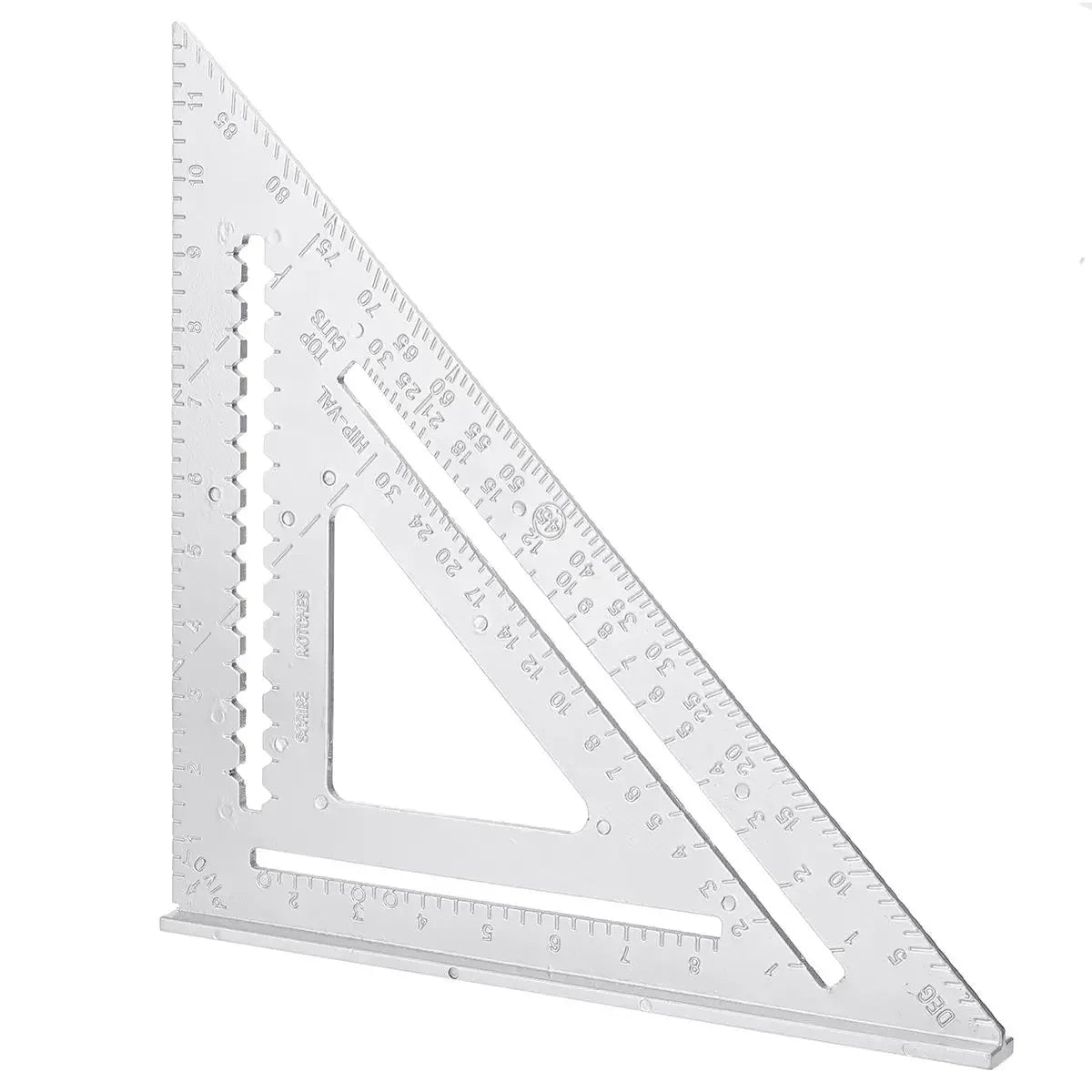 12 inch Aluminum Alloy Angle Ruler Imperial Triangular Measuring Ruler Woodwork Speed Square Triangle Angle Protractor