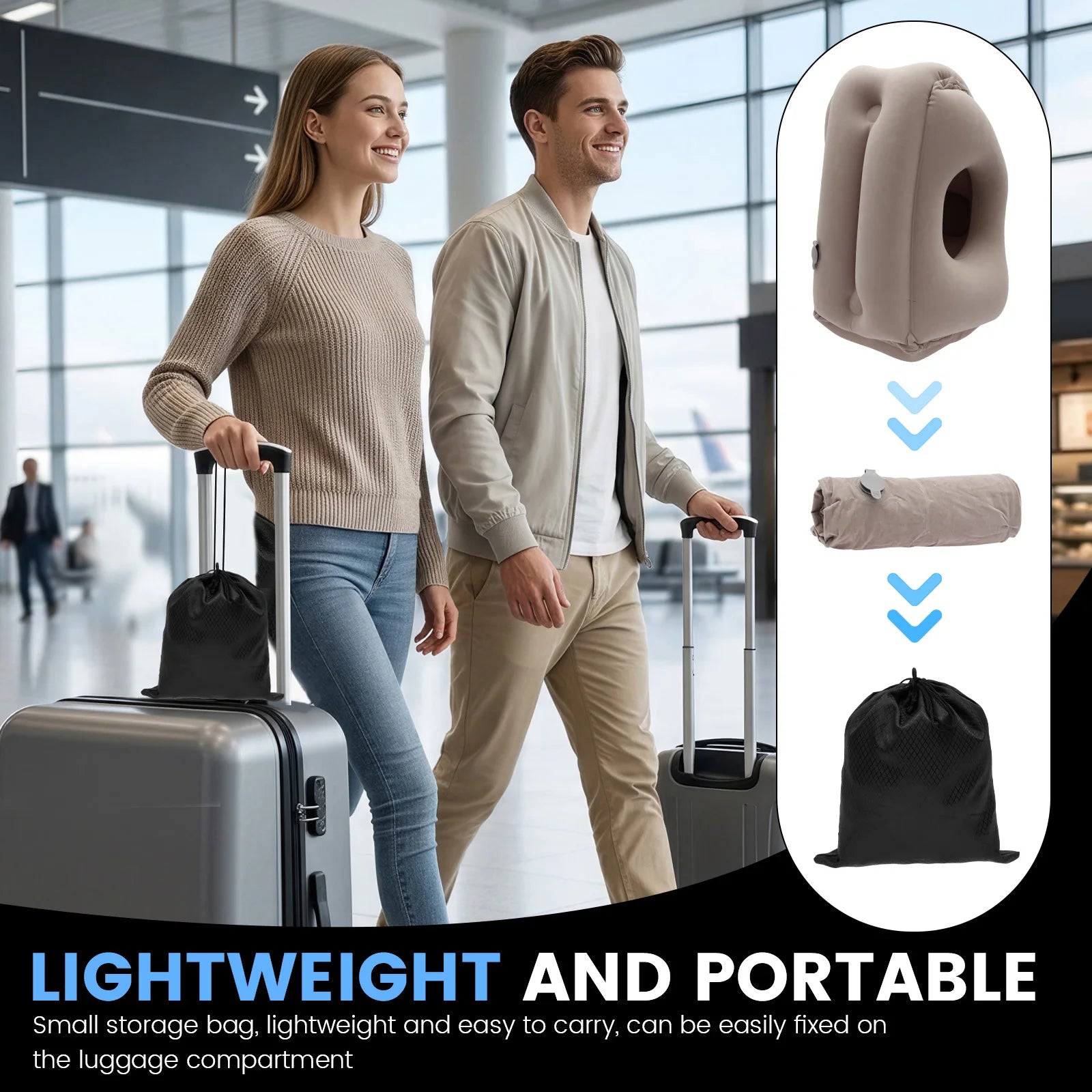 Inflatable Travel Pillows Neck And Head Chin Sleeping Support Cushions for Airplane Plane Car Office Rest Pillows Napping