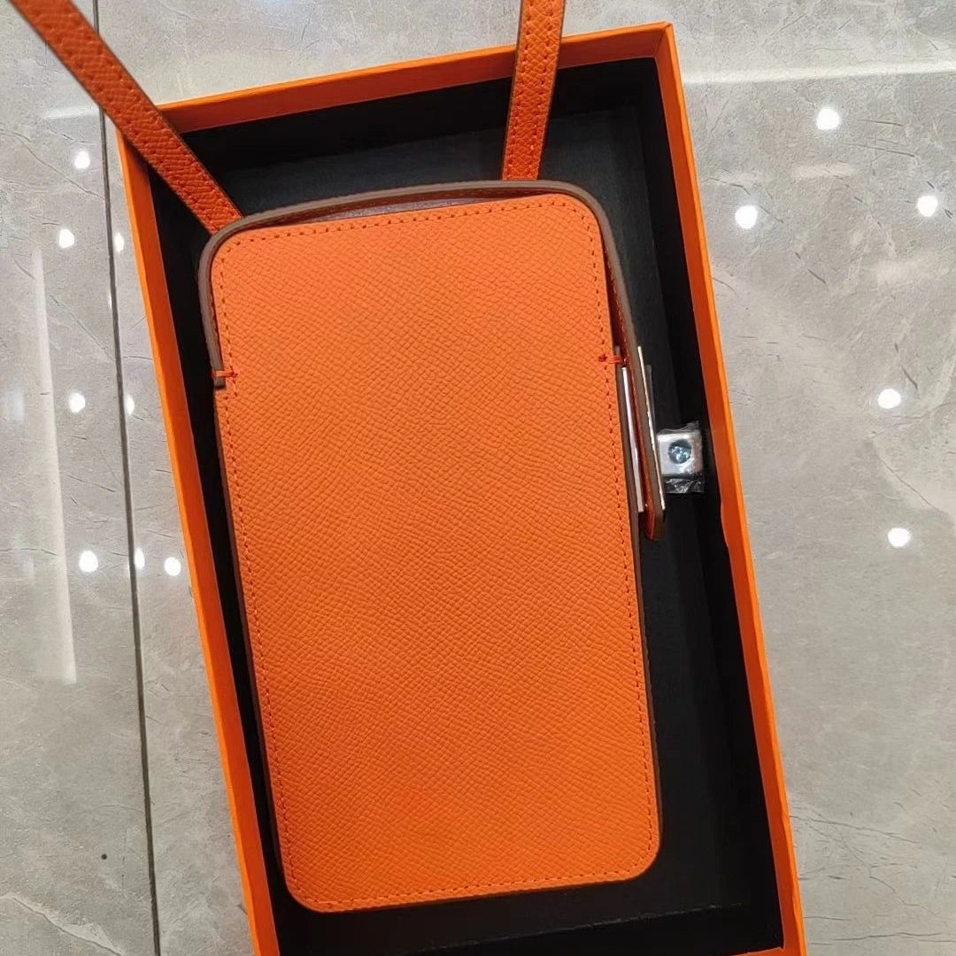 Luxury Design Phone Bag Women Lock Buckle Cell Phone Bag Fashion Hundred Leather Box Bag Simple Premium Sense Mini Shoulder