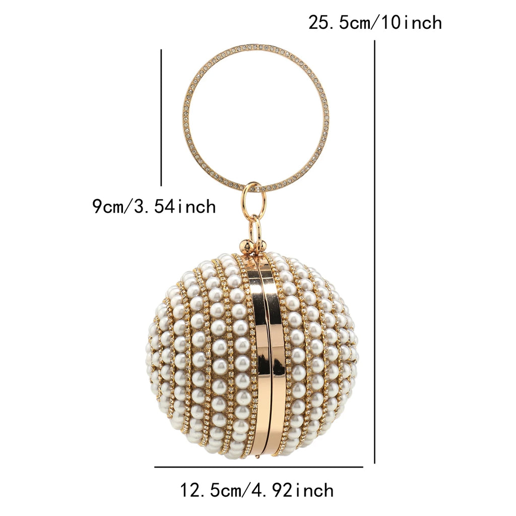 Party Clutch With Beaded Diamonds Evening Bags Pearl Handbags Ball Design Party Rhinestones Dress Purse