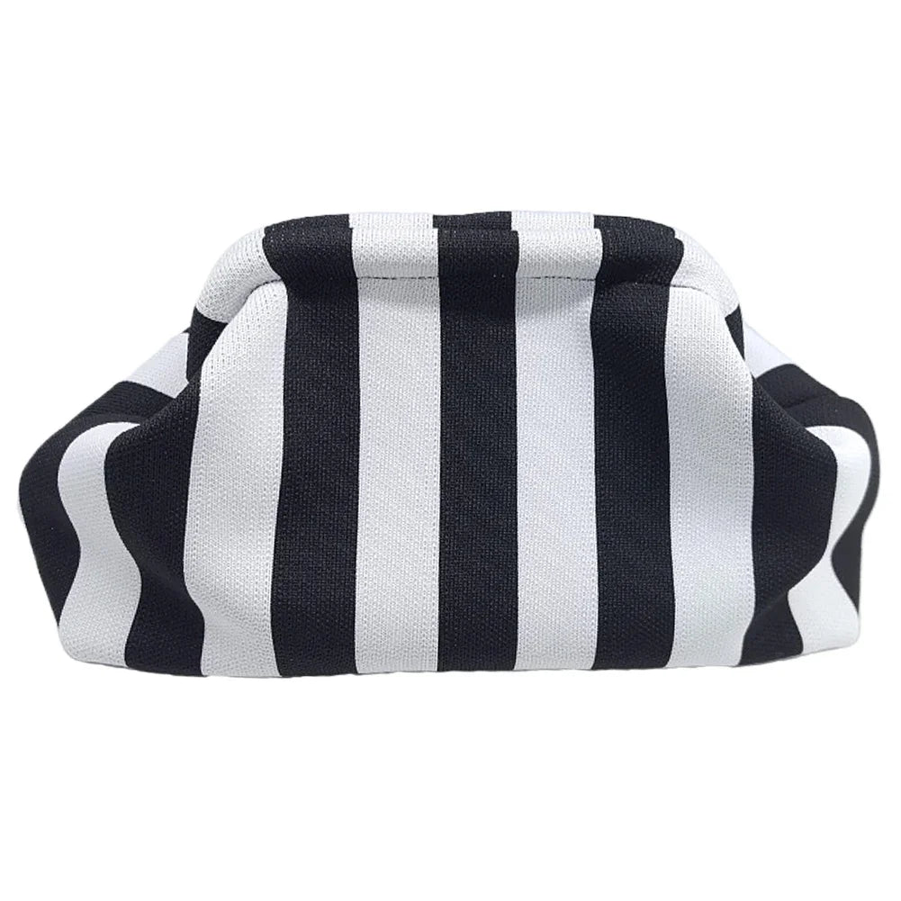 Summer Beach Clutch Bag for Women Woven Crochet Handbags Purses Knitting Dumpling Clutch Ruched Cute Cloud Casual Colorblock Bag