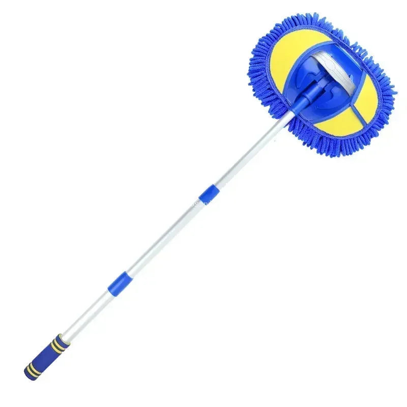1/2Pcs Scratch-Free Car Wash Mop: Soft Bristle Telescoping Long Handle Brush with Chenille Car Cleaning Tool