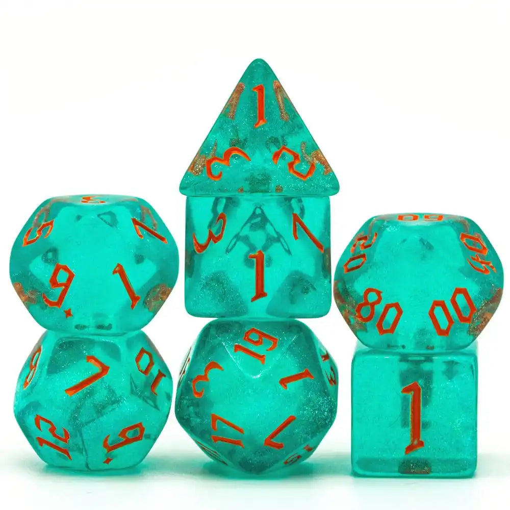 DND Glitter Dice Set 7Pcs/Set Sickle Font D4 D6 D8 D10 D% D12 D20 Polyhedral Dice for Dungeons&Dragons Role Playing Board Games