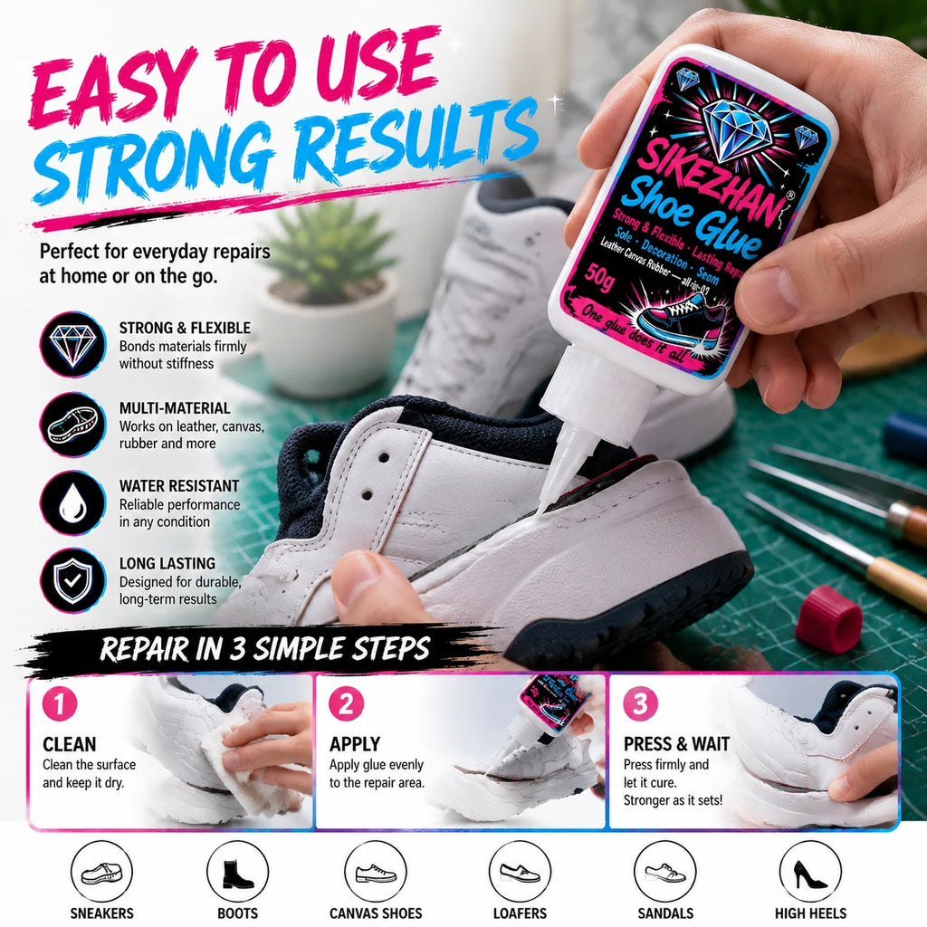 Instant Shoe Sole Repair Glue for Athletes, Waterproof Transparent Adhesive for Hiking Boots & Basketball Sneakers, 50g