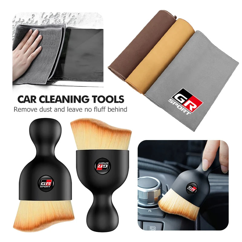 For Toyota Car Microfiber Cleaning Towel Wipe Drying Cloth Clean Tool Auto Accesorise GR Sport Gazoo Racing Yaris 86 Corolla