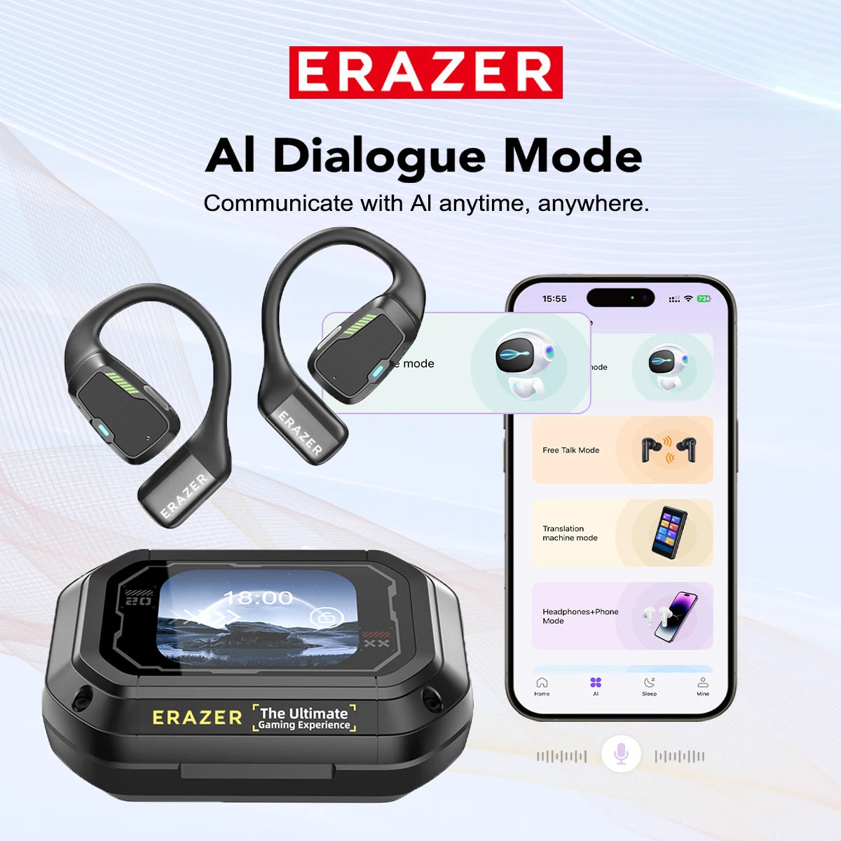 Translator Erazer XP6 Bluetooth Earphones Wireless Earbuds 135 Languages Real-time Translate ASMR Headset DIY Equalizer APP