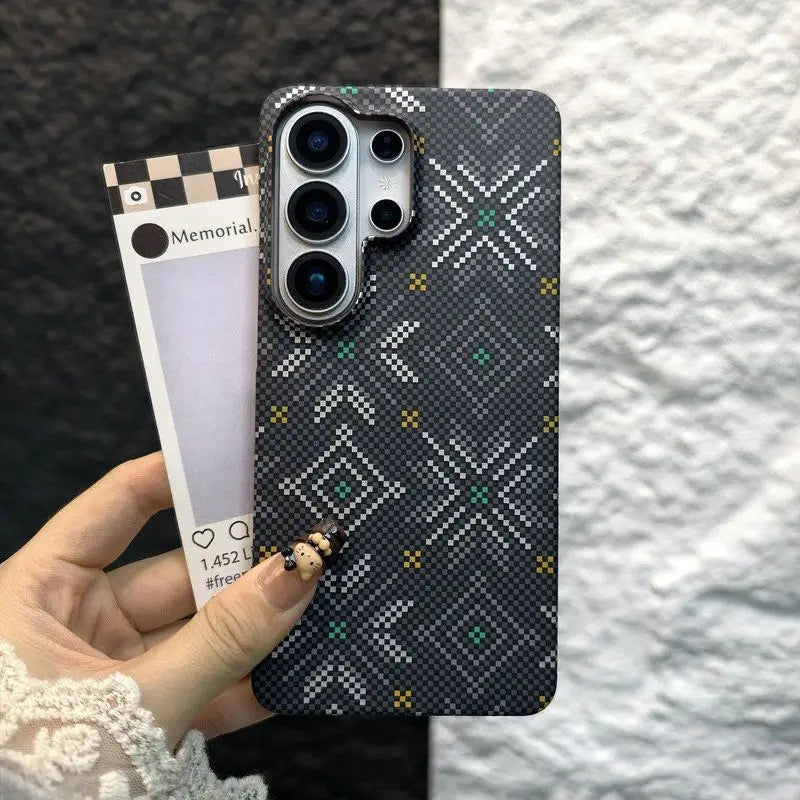 For Samsung S26 Ultra Frameless Ultra Thin PC Case For Magsafe Magnetic Slim Carbon Fiber Pattern Cover for Galaxy S25 Plus S26+