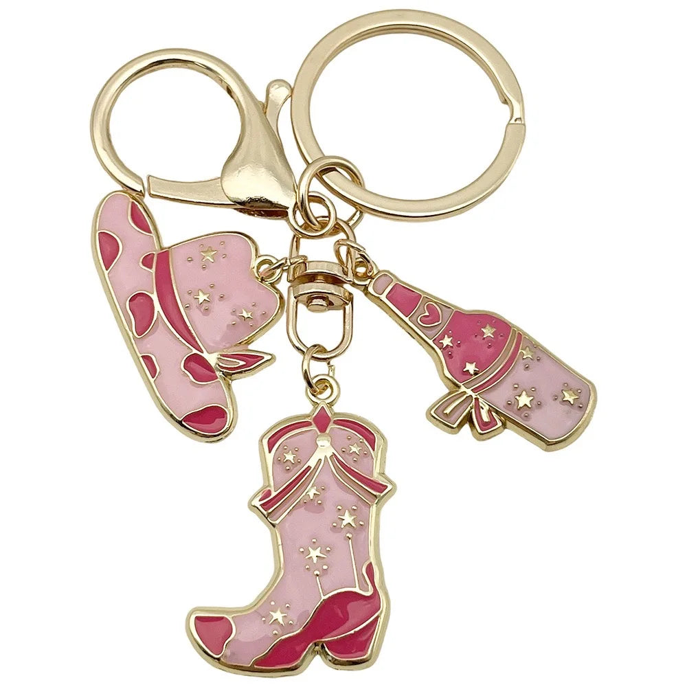 5pcs Boots Cowboy Hat Horseshoe Western Cowboy Alloy Pendant Keychain, Best Gift Choice