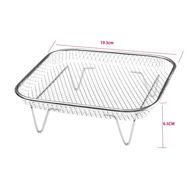 Multi Functional 304 Stainless Steel Air Fryer Accessories Stackable Rack Non-stick Airfryer Tray Grill Basket Kitchen Gadgets