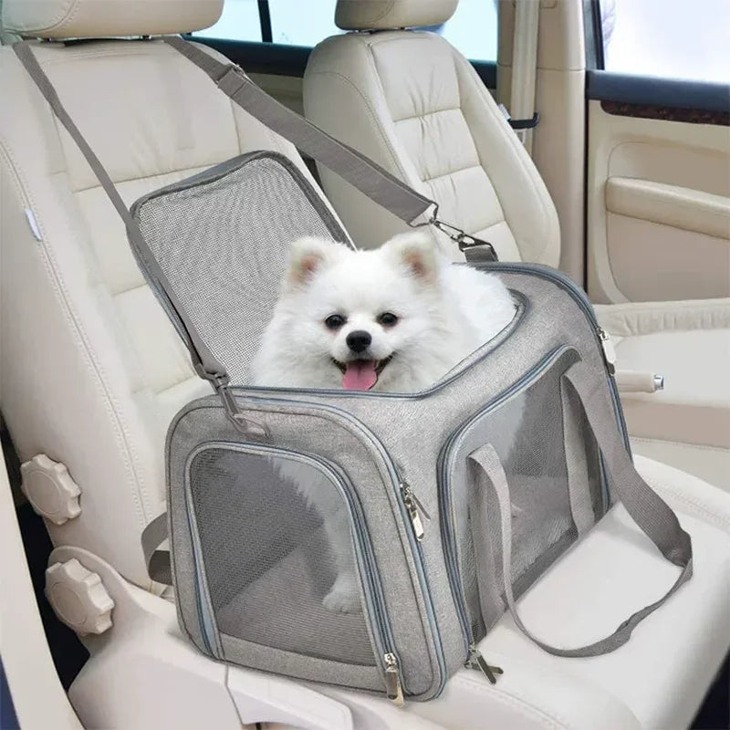 ZHAYA Foldable Pet Carrier Backpack Breathable Large Capacity Car Travel Cat Dog Small Portable Anti Shedding Pet Supplies