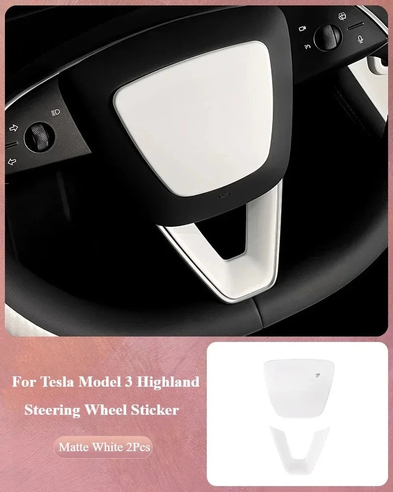 Steering Wheel Cover for Tesla Model 3 Highland White Interior Stickers Car Decoration Modification Accessories for New Model3