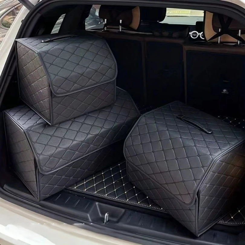 Car Trunk Organizer Box Large Capacity Auto Multiuse Tools Storage Bag Stowing Tidying Leather Folding For Emergency Storage Box