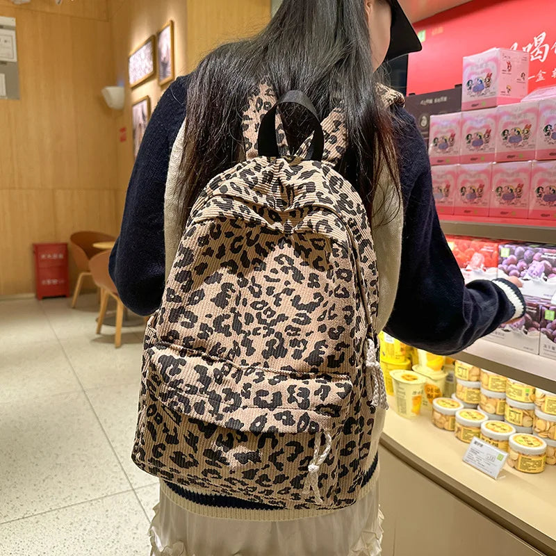 Casual Commuter Travel Leopard Print Women's Backpacks Large Capaci Lightweight School Bag Leisure College Student Backpack
