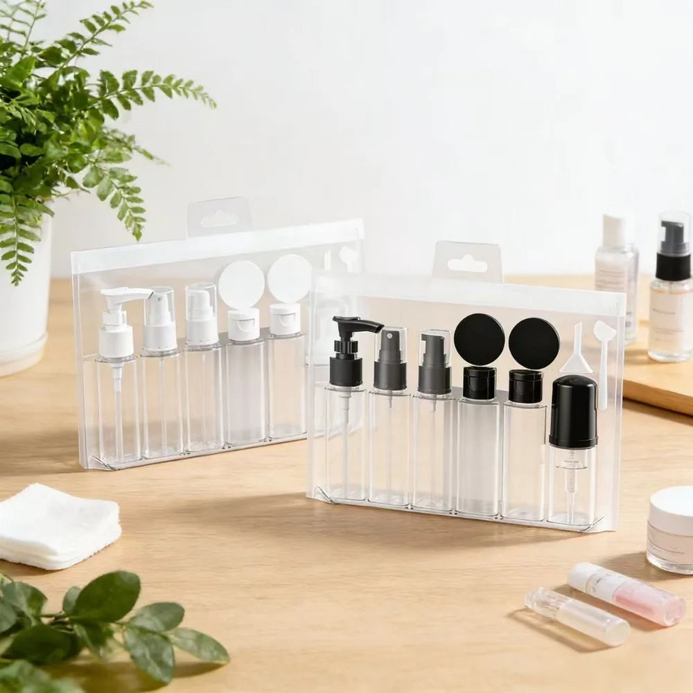 11Pcs Set Refillable Travel Bottles Kit Leak-Proof Portable Clear Travel Cosmetic Containers for Shampoo Lotion Spray Foam Pump