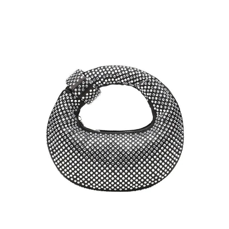 Shiny Diamond Dumpling Handbag Evening Bag Cross-Border Hot Sale Glittering Handbag Lady Clutch Bag Polyester Material