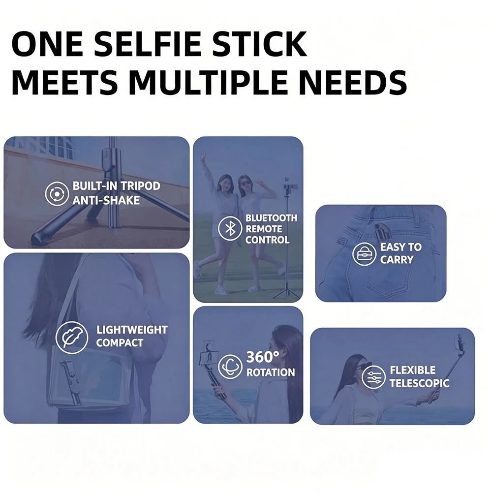 All In One Retractable Phone Selfie Stick Tripod With Bluetooth Remote Control Portable Cell Phone Holder For Live Streaming TIK