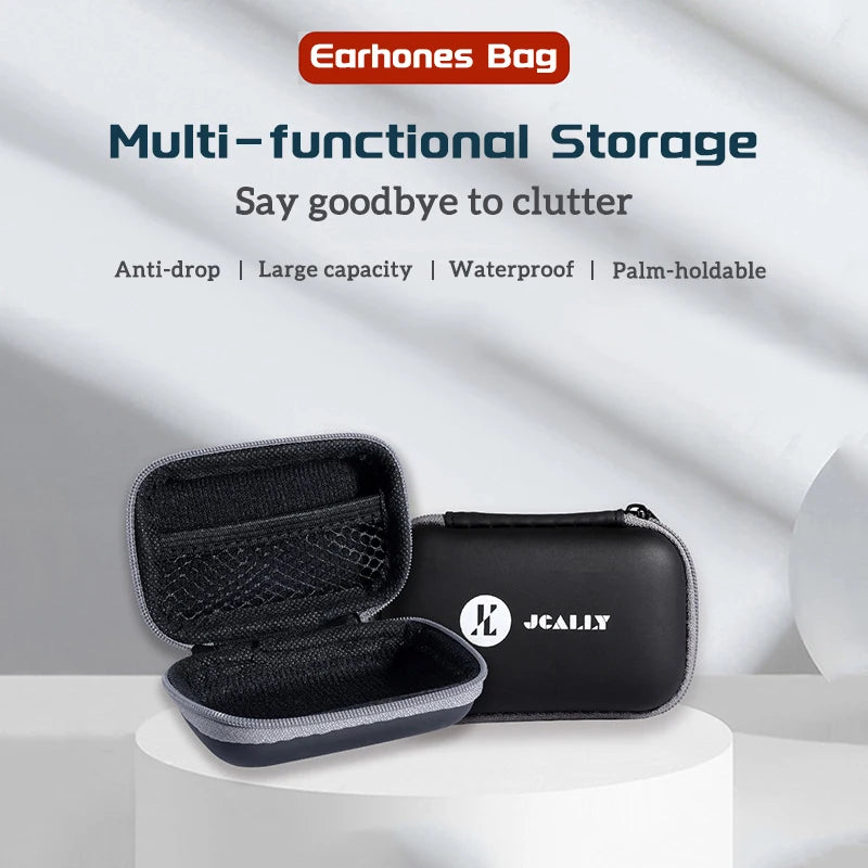 JCALLY Earphone Case Multifunctional Portable Storage Bag Charging Cable Keys U-Disk Carry Bag Coin Wallet EVA PU Storage Box