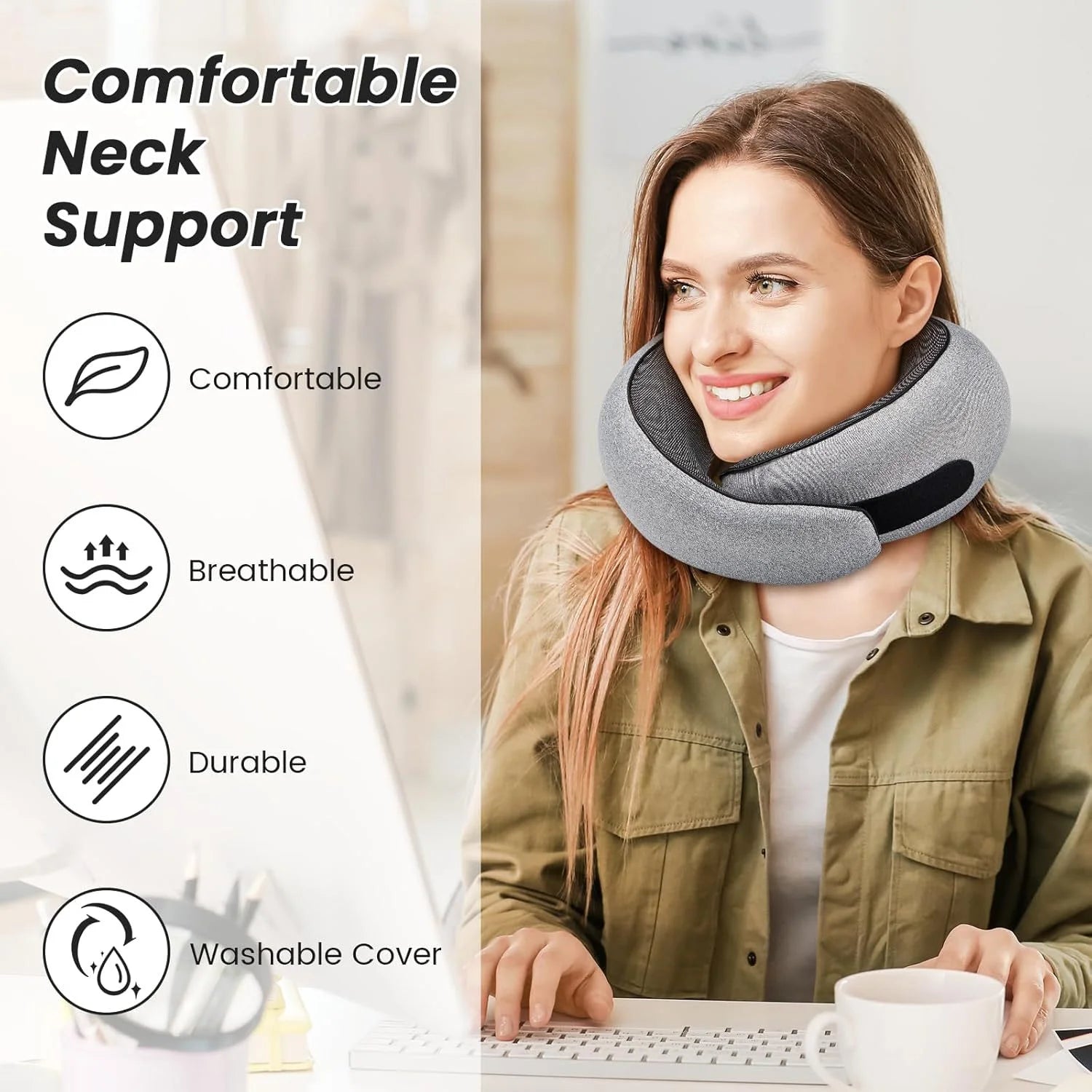 U-shaped Portable Pillow Memory Foam Snail Pillow Soft Noon Break Sleep Pillows Travel Neck Support Travel Neck Pillow