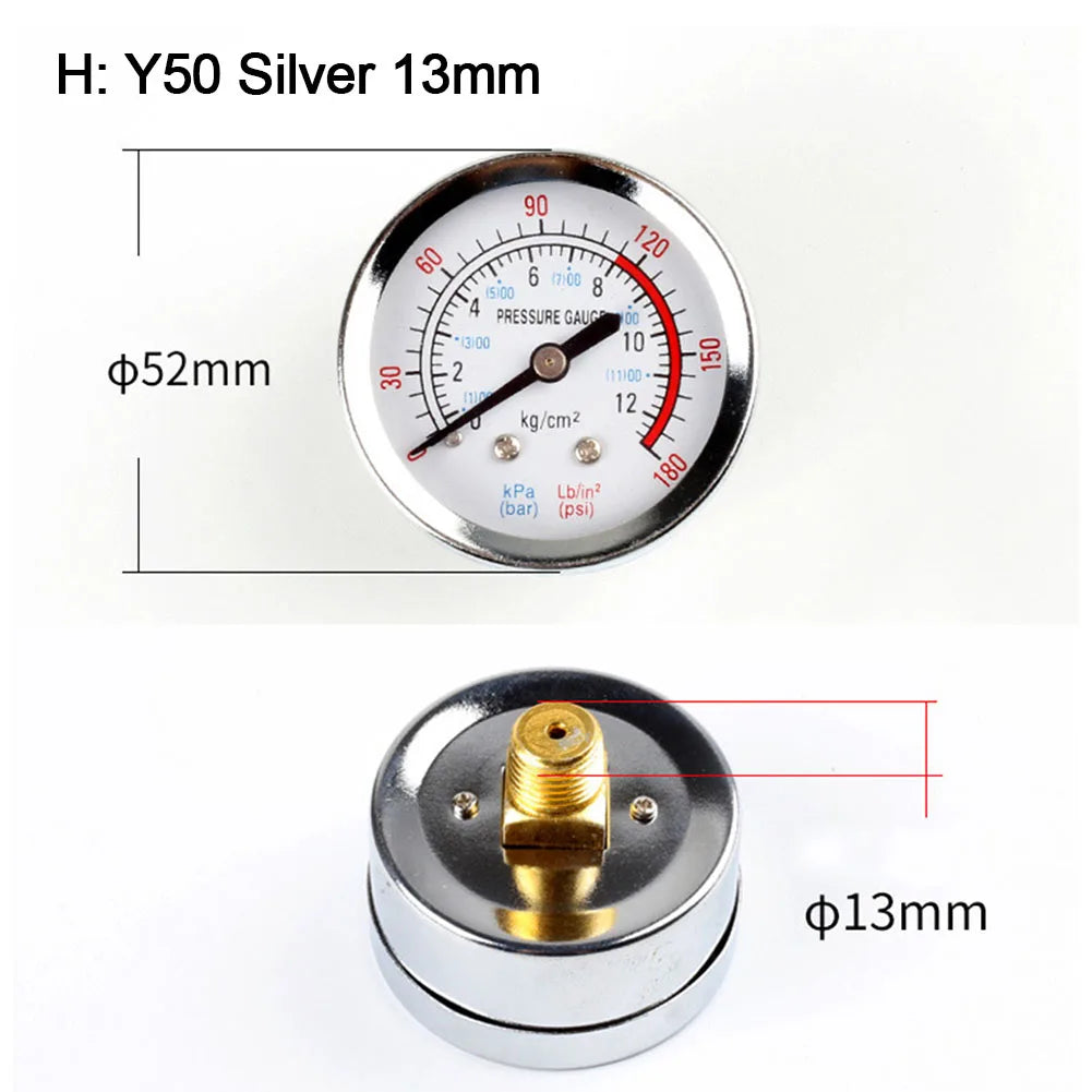 1pc Y40/Y50 Pressure Gauge 0-180PSI GasWater Fuel Liquids Meter Pressure Gauge Accurate Pressure Monitoring For Air Compressor