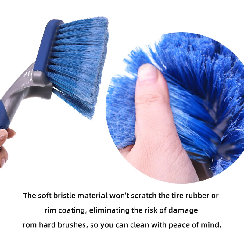 Soft Bristle Car Tire Rim Brush 26X7X7 cm Anti-scratch Wheel Cleaning Brush Non-Slip Grip Handle Auto Detailing Tool for Car
