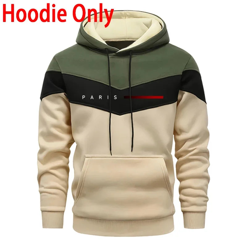 Paris Fashion Men's Hoodies Set Daily Casual Sports Hooded Sweatshirt and Jogger Pants Male Urban Trend Warm Pullover Tracksuit