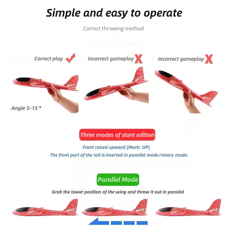 48cm Large Foam Airplane Children's Hand Thrown Airplane Glider Toy Outdoor Parent-child Interaction Funny Toy Boy Gift