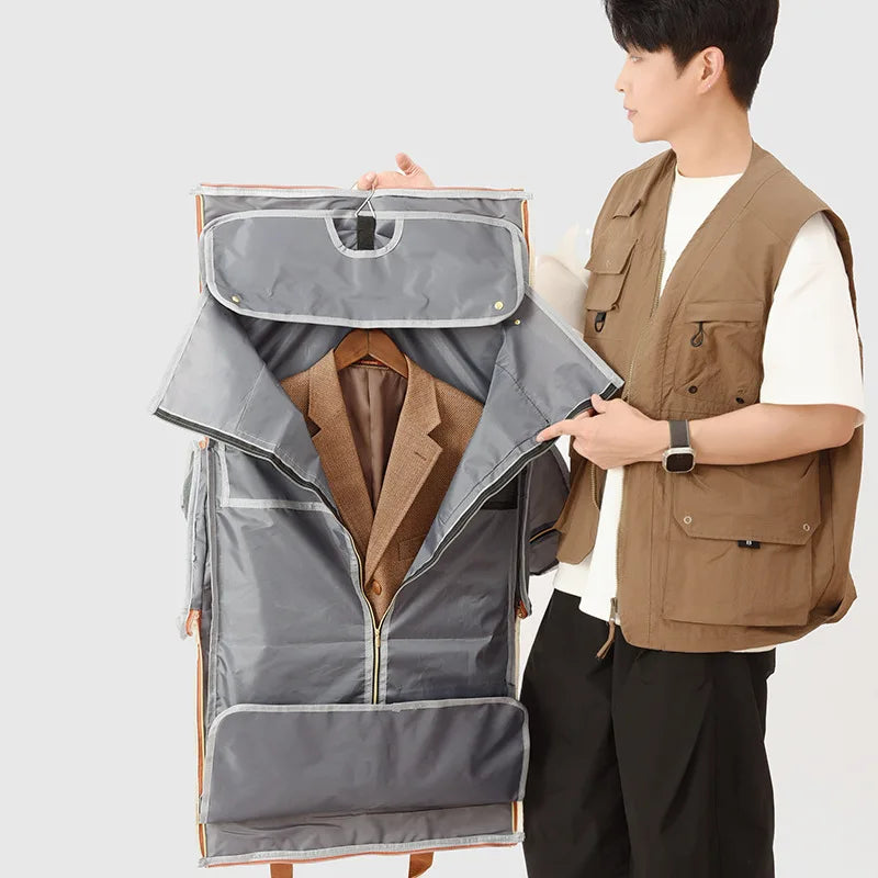 Large Capacity Oxford Cloth Travel Bag Waterproof Wear-resistant Foldable Suit Hanger Crossbody Backpack Double Shoulder Bag