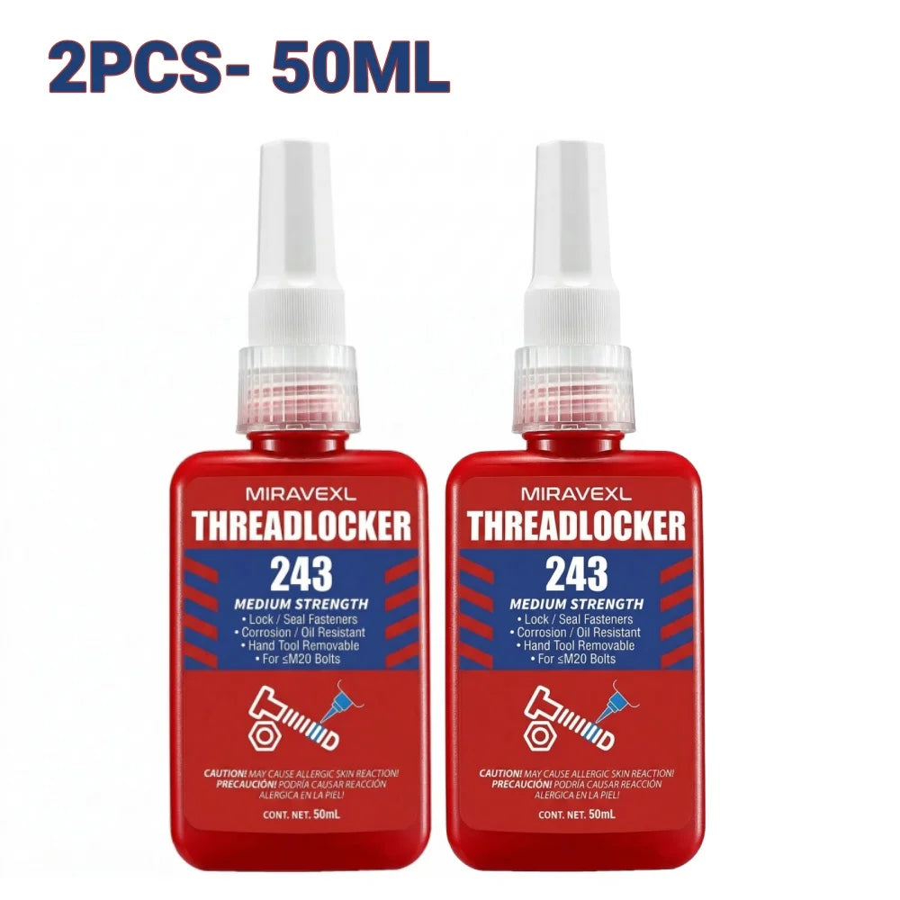 MIRAVEXL 243 Threadlocker Medium Strength Anaerobic Adhesive Antiloose Screw Glue Oil Resistant Fastener Sealant 10ml 50ml